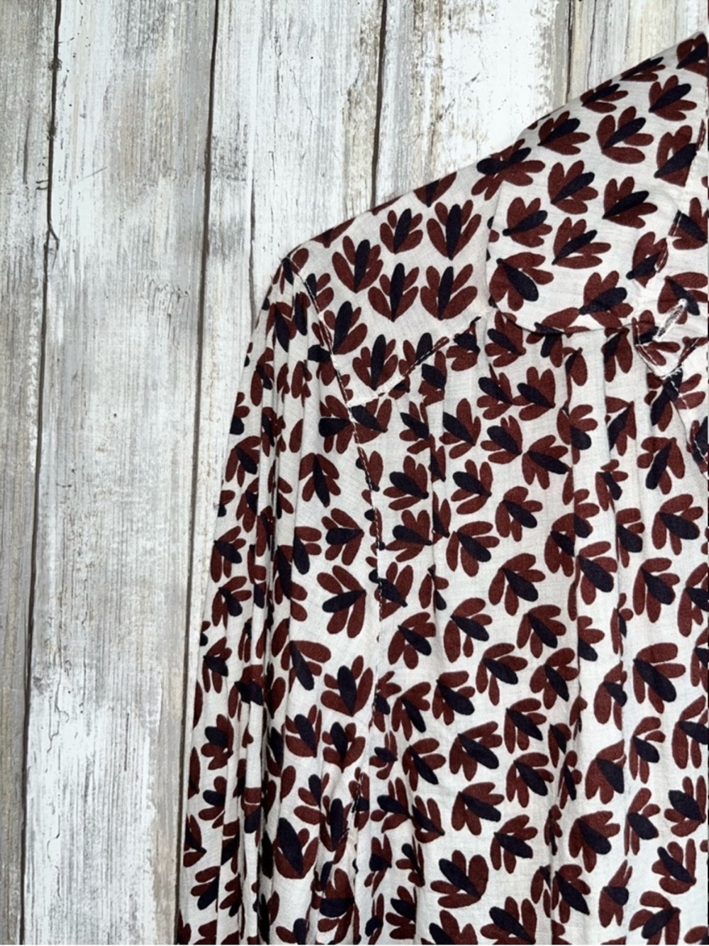 LOFT Softened Shirt Blouse Large Floral Button Front Lightweight Long Sleeve Top - Picture 2 of 5
